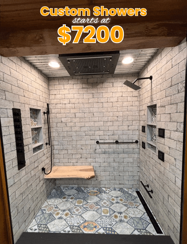 custom showers starts at $7200