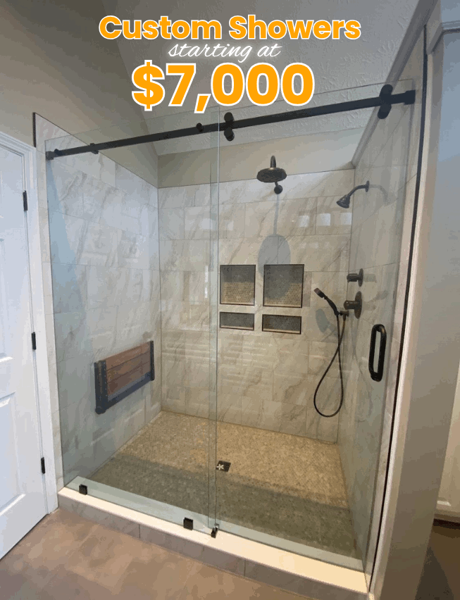QWR custom showers starting at $7000